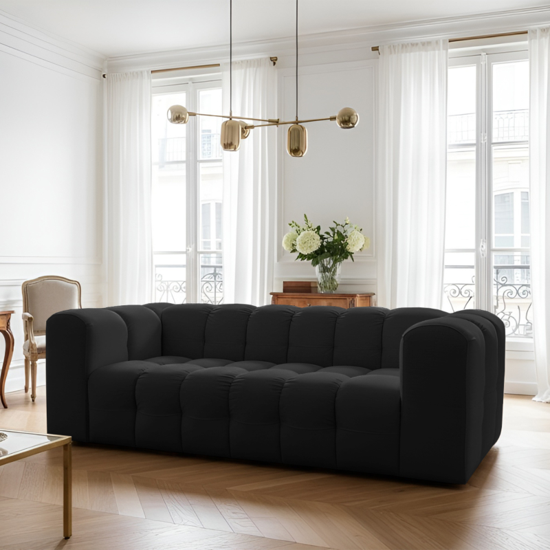 BALOO 3-Sitzer Sofa, Modernes Design & luxuriöser Komfort für dein Wohnzimmer - Schwarz (Tiffany 20)
