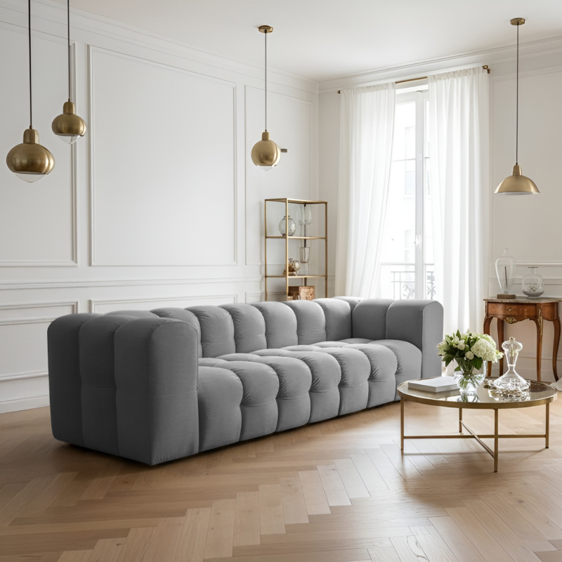 BALOO 4-Sitzer Sofa, Modernes Design & luxuriöser Komfort für dein Wohnzimmer - Grau (Tiffany 16)