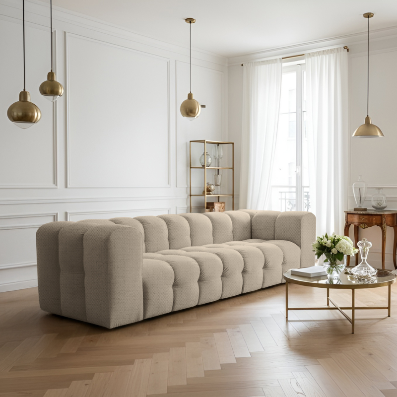 BALOO 4-Sitzer Sofa, Modernes Design & luxuriöser Komfort für dein Wohnzimmer - Beige, Stoff Moly 11