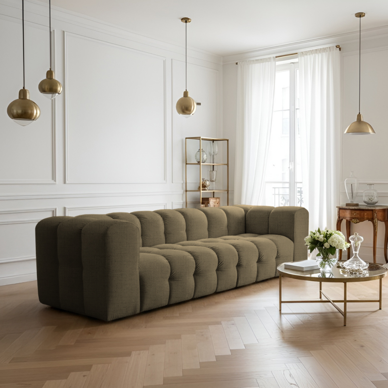 BALOO 4-Sitzer Sofa, Modernes Design & luxuriöser Komfort für dein Wohnzimmer - Grün, Stoff Moly 38
