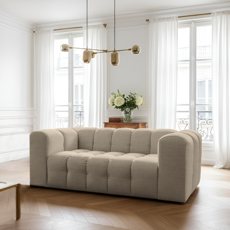 BALOO Sofa 2-Sitzer 200 cm – modernes Design & hoher Komfort – Beige, Stoff Moly 11