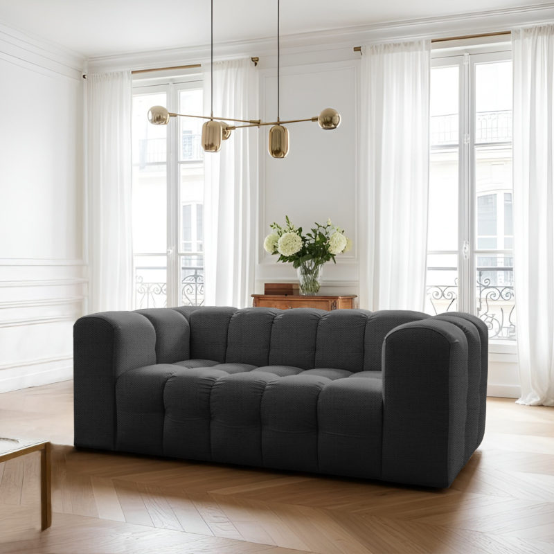 BALOO Sofa 2-Sitzer 200 cm – modernes Design & hoher Komfort – Anthrazit, Stoff Moly 97