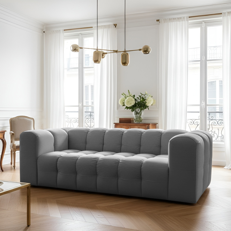BALOO 3-Sitzer Sofa, Modernes Design & luxuriöser Komfort für dein Wohnzimmer - Grau (Tiffany 16)