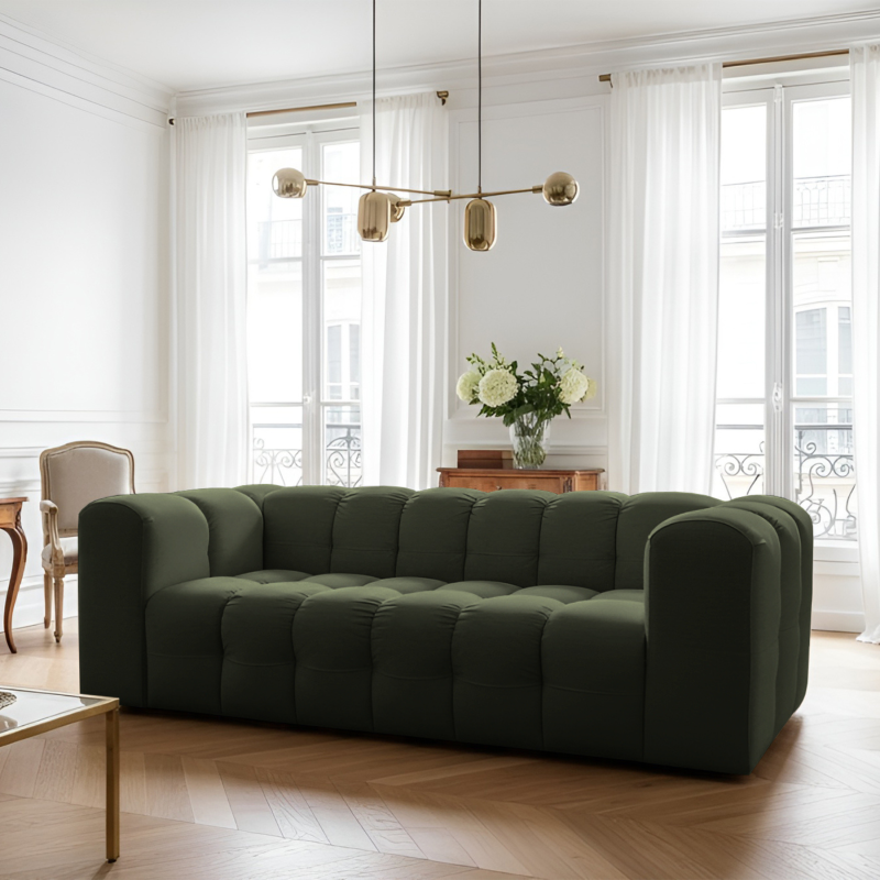 BALOO 3-Sitzer Sofa, Modernes Design & luxuriöser Komfort für dein Wohnzimmer - Grün (Tiffany 38)