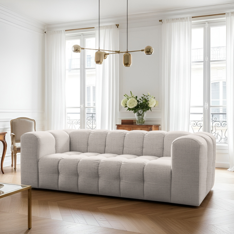 BALOO 3-Sitzer Sofa, Modernes Design & luxuriöser Komfort für dein Wohnzimmer - Creme, Stoff Moly 02