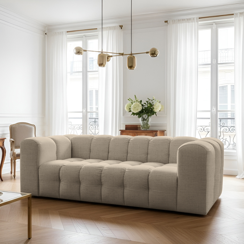 BALOO 3-Sitzer Sofa, Modernes Design & luxuriöser Komfort für dein Wohnzimmer - Beige, Stoff Moly 11