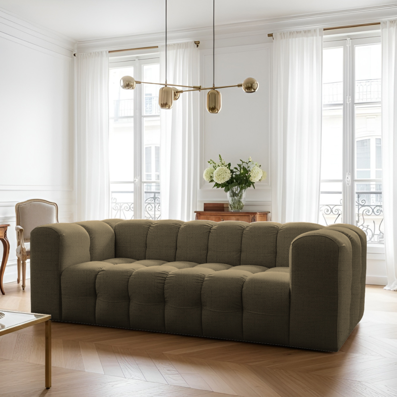 BALOO 3-Sitzer Sofa, Modernes Design & luxuriöser Komfort für dein Wohnzimmer - Grün, Stoff Moly 38