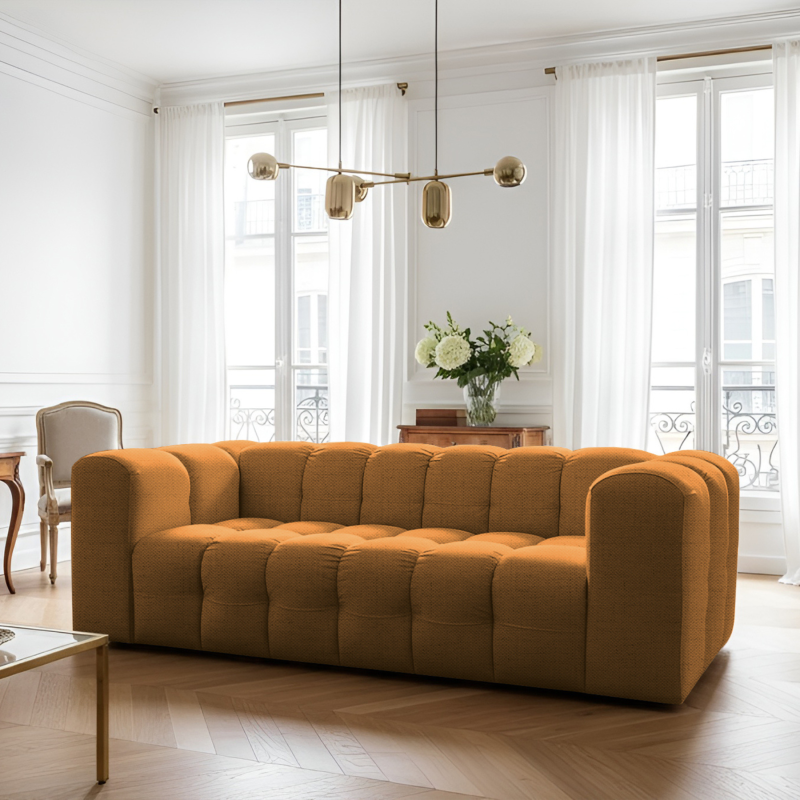 BALOO 3-Sitzer Sofa, Modernes Design & luxuriöser Komfort für dein Wohnzimmer - Orange, Stoff Moly 51