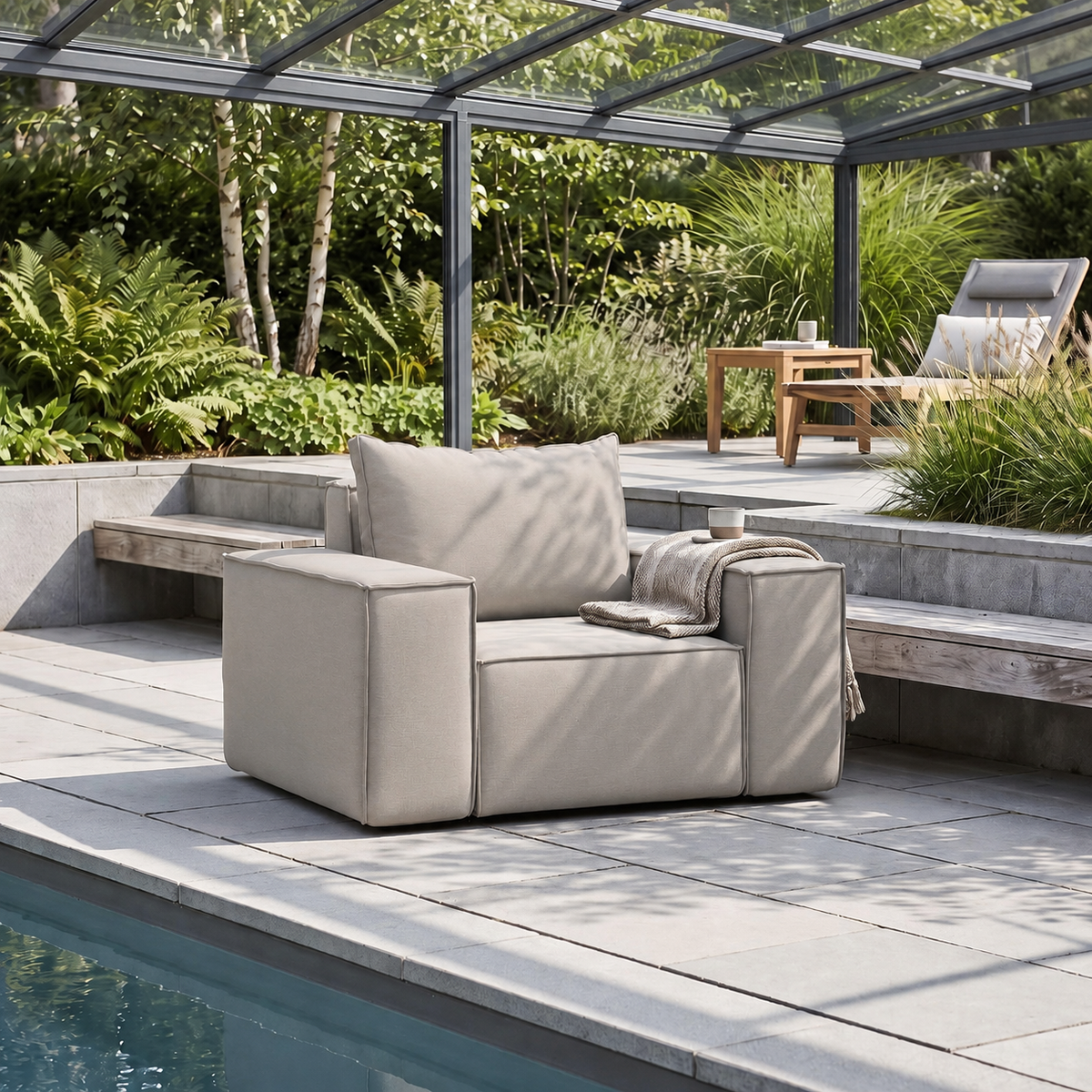 Gartensessel GARTEN wasserdicht – Hellgrau | Terrasse & Balkon