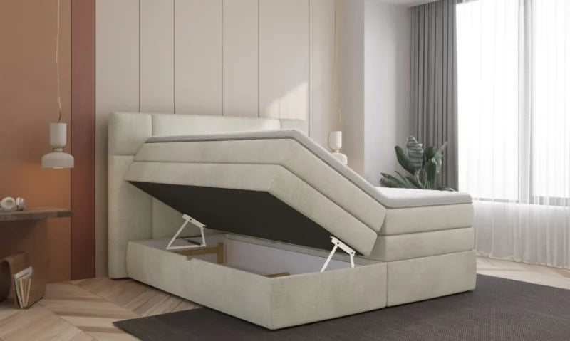 Boxspringbett PALACE mit 7-Zonen-Taschenfederkern & Bettkasten – modernes Polsterbett