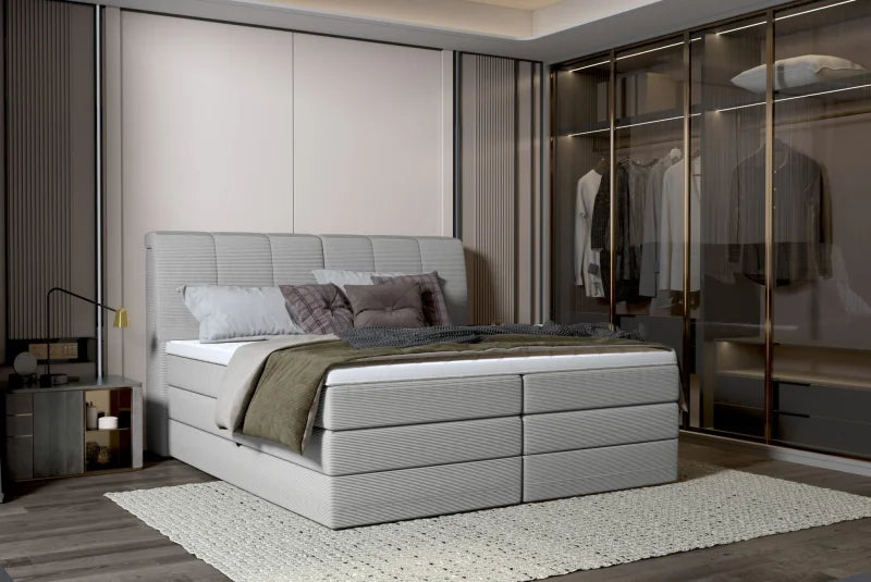 Dilma Boxspringbett mit Bettkasten – Komfortbett mit 7-Zonen-Taschenfederkern und Bonell-Matratze