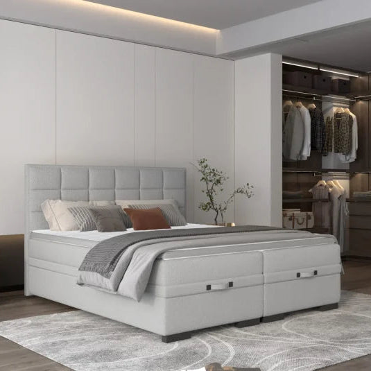 SEMENO Boxspringbett mit 7-Zonen Taschenfederkernmatratze, Stauraum & modernem Design