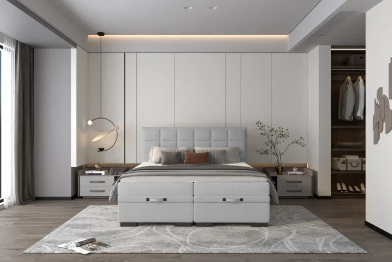 SEMENO Boxspringbett mit 7-Zonen Taschenfederkernmatratze, Stauraum & modernem Design