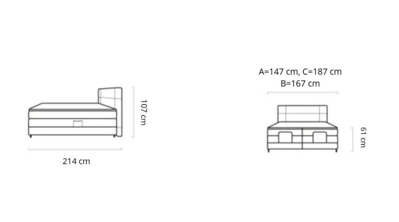 Rey – Elektrisches Boxspringbett Maße