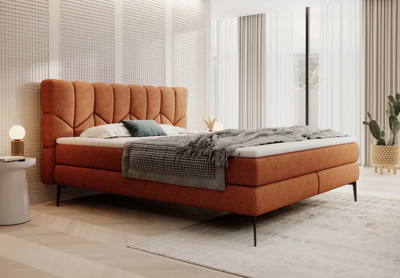 Boxspringbett BARI – elegantes Designerbett mit Bonell- und 7-Zonen-Taschenfederkernsystem - Rosario 472