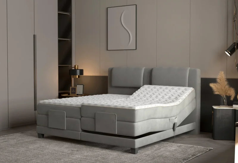 Wave Boxspringbett mit elektrischer Schlafpositionsverstellung – 7-Zonen-Taschenfederkern, stilvoll & komfortabel