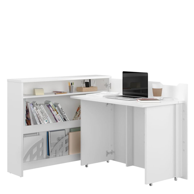 WORK CONCEPT Weiß Hochglanz entfaltet Links
