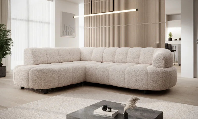 Ecksofa VELPA L – modernes Design mit elektrischer Sitztiefenverstellung & höchstem Komfort – Beige (Jaguar 04)