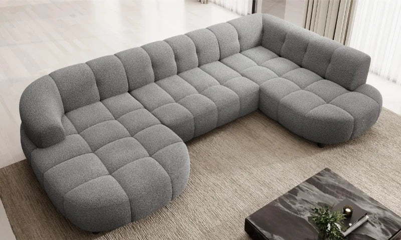 Ecksofa VELPA XL – modernes Design mit elektrischer Sitztiefenverstellung & höchstem Komfort – Grau (Loop 17)
