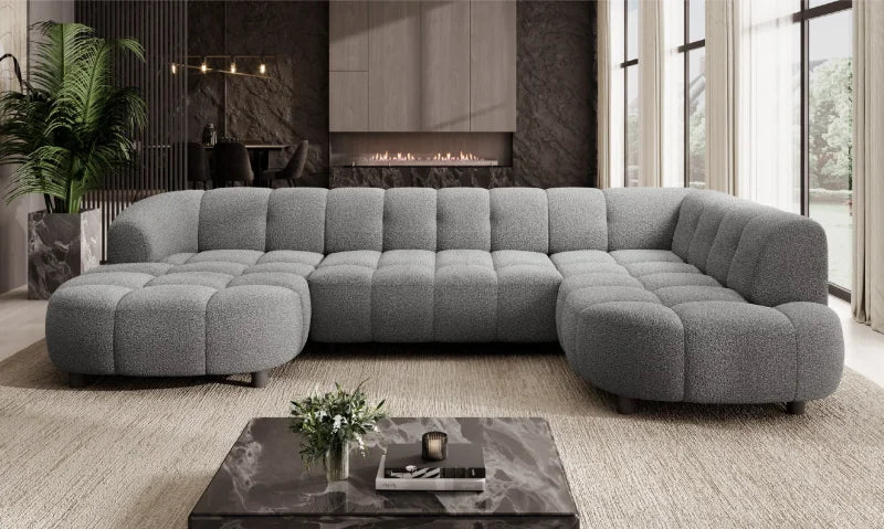 Ecksofa VELPA XL – modernes Design mit elektrischer Sitztiefenverstellung & höchstem Komfort – Grau (Loop 17)
