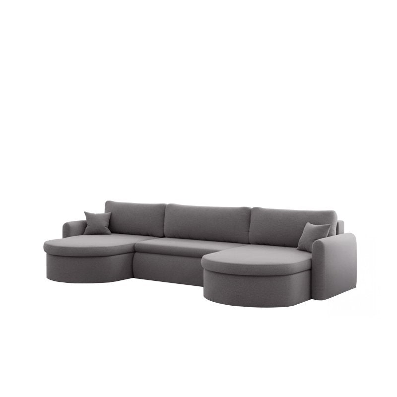VERONA U Ecksofa mit Schlaffunktion – großes U-Sofa mit Bettkasten, feinem FARO Stoff & höchstem Sitzkomfort - Grau