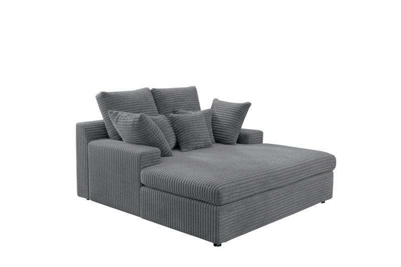 LAZY ONE Chaiselongue im modernen Cord-Look – luxuriöse Liege mit weichen Kissen & Komfortpolsterung - Grau