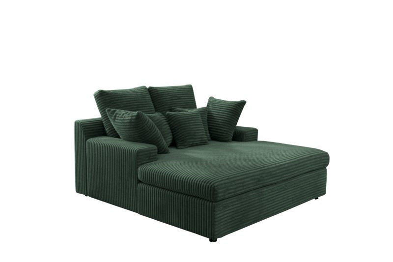 LAZY ONE Chaiselongue im modernen Cord-Look – luxuriöse Liege mit weichen Kissen & Komfortpolsterung - Flaschengrün