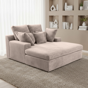 LAZY ONE Chaiselongue im modernen Cord-Look – luxuriöse Liege mit weichen Kissen & Komfortpolsterung - Grau Beige
