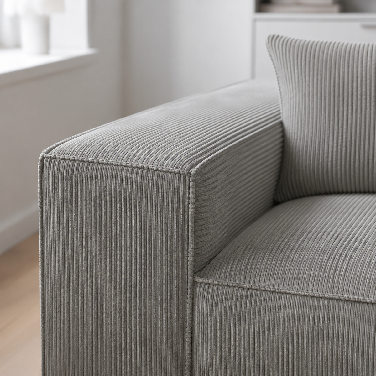 Ecksofa LUGA L HILLS – elegantes Designer-Ecksofa in L-Form mit Strukturstoff SCALA für modernes Wohnen, Stoff Scala - Grau