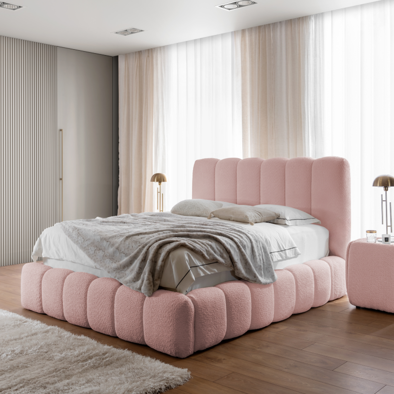 Designer Polsterbett CANDE mit Stauraum – elegantes Bett 180×200 cm für Ihr Schlafzimmer - Rosa (Catch Me 20)