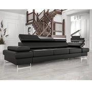 Ledersofa GALAXY III Leder Couch verstellbare Kopfstützen 300 cm - Schwarz