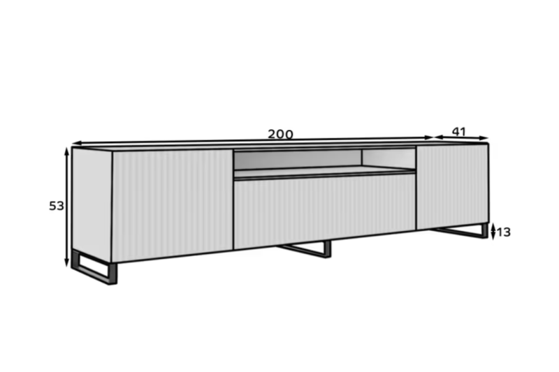 TV-Lowboard NOEMI 200 – Modernes Design mit geriffelter Front