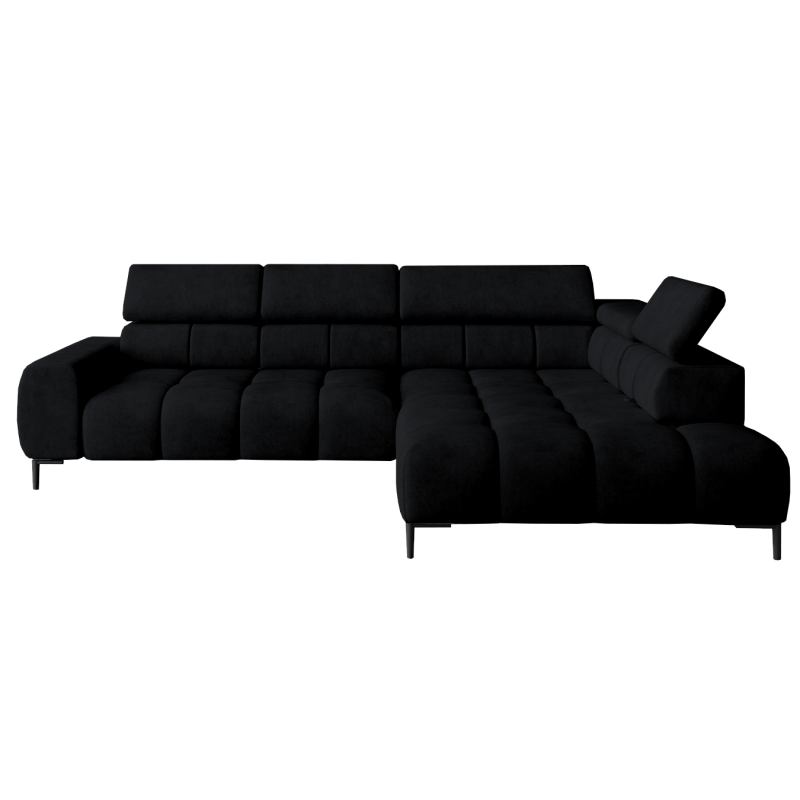 Ecksofa PLAZA L mit Relaxfunktion und Sitztiefenverstellung Elektrisch Sofa schwarz
