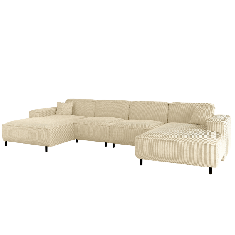 LUGA U HILLS Ecksofa in U-Form – große Wohnlandschaft mit wasserabweisendem SCALA Stoff, freistehend - Creme, Nata