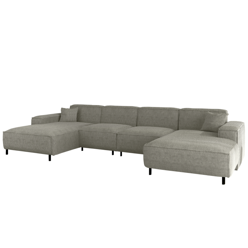 LUGA U HILLS Ecksofa in U-Form – große Wohnlandschaft mit wasserabweisendem SCALA Stoff, freistehend - Grau.png