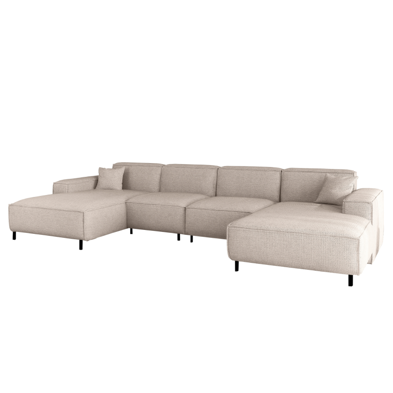 LUGA U HILLS Ecksofa in U-Form – große Wohnlandschaft mit PET-FRIENDLY Stoff ARTICO, freistehend - Creme.png