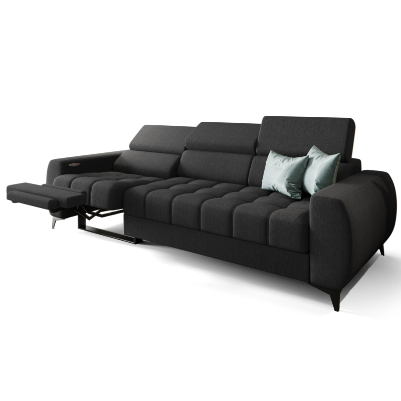 Porto III Relax Sofa mit elektrischer Relaxfunktion, verstellbaren Kopfstützen, HR- & T35-Schaum, Wellenfedern Typ B, Veloursstoff Gemma 90 - Dunkelgrau - Links.png