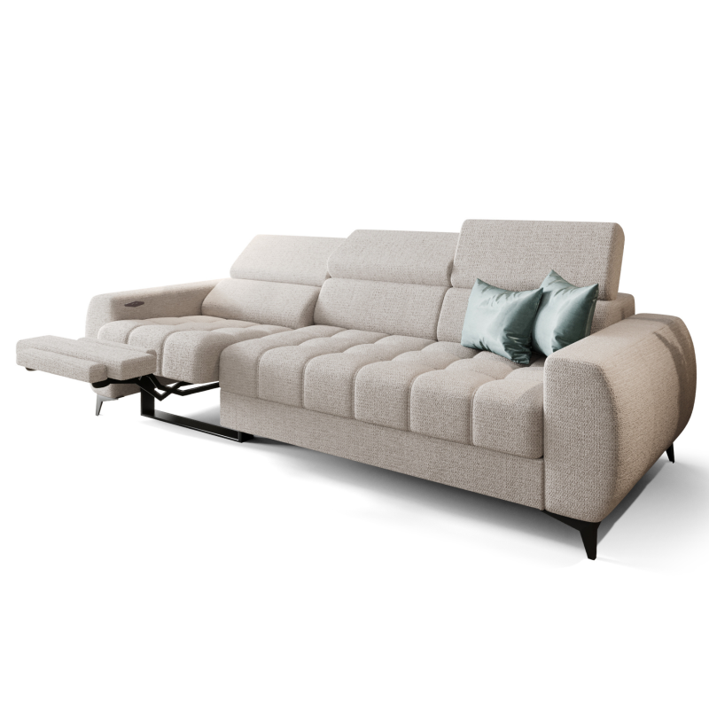 Porto III Relax Sofa mit elektrischer Relaxfunktion, verstellbaren Kopfstützen, HR- & T35-Schaum, Wellenfedern Typ B, Veloursstoff Crown 01 - Creme, Ivory - Links.png