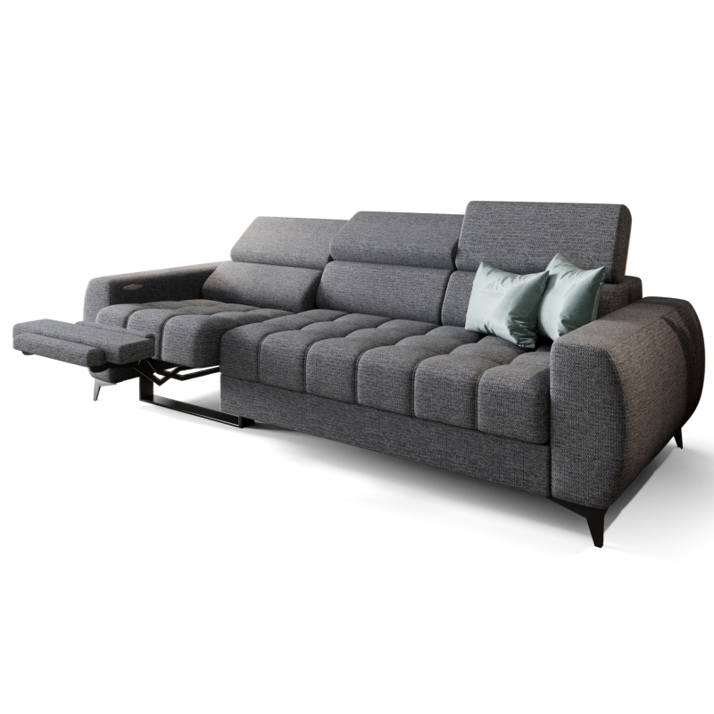 Porto III Relax Sofa mit elektrischer Relaxfunktion, verstellbaren Kopfstützen, HR- & T35-Schaum, Wellenfedern Typ B, Veloursstoff Aragon 72 - Taubengrau - Links.png