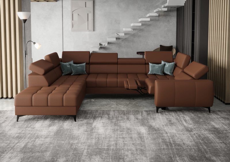 Porto Max I Relax Ecksofa mit elektrischer Relaxfunktion, Schlaffunktion und verstellbaren Kopfstützen