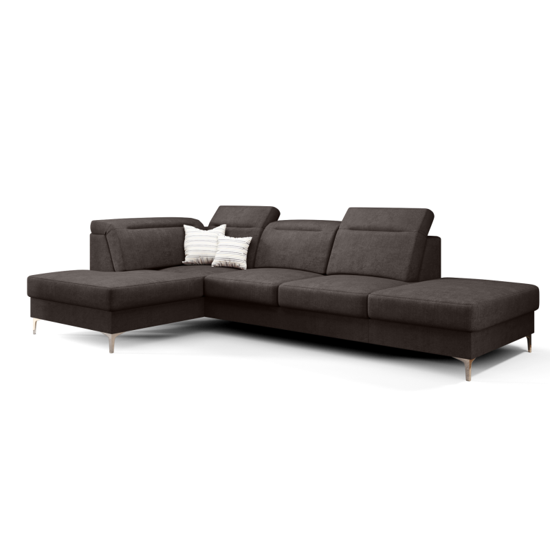OSLO MINI Ecksofa 295x180 cm mit Schlaffunktion und Bettkasten - Stoff Moly, Hellgrau