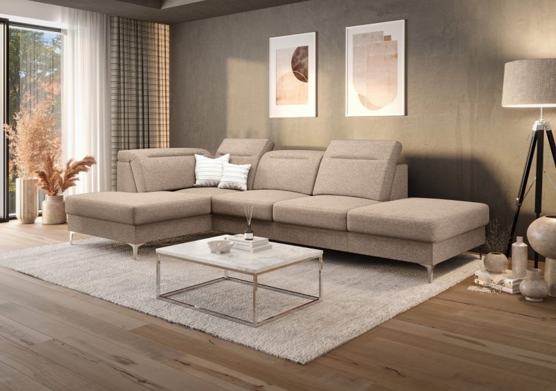 OSLO MINI Ecksofa 295x180 cm mit Schlaffunktion und Bettkasten - Stoff Aragon