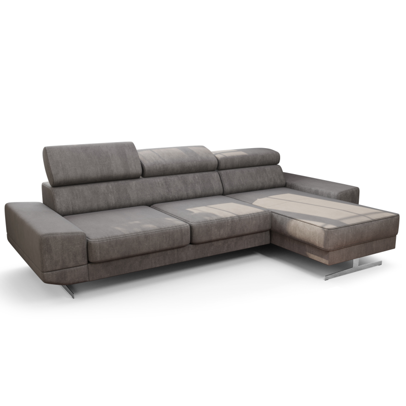 Milano Mini Ecksofa 270 cm – HR-Schaum, Wellenfedern & hohe Füße 16 cm, Terra 92 - Grau.png