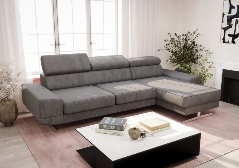 Milano Mini Ecksofa 270 cm – HR-Schaum, Wellenfedern & hohe Füße 16 cm, Terra