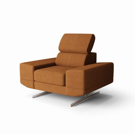 Milano Sessel 125 cm – Moderner Sessel mit verstellbarer Kopfstütze und T35+HR Schaum, Stoff Moly