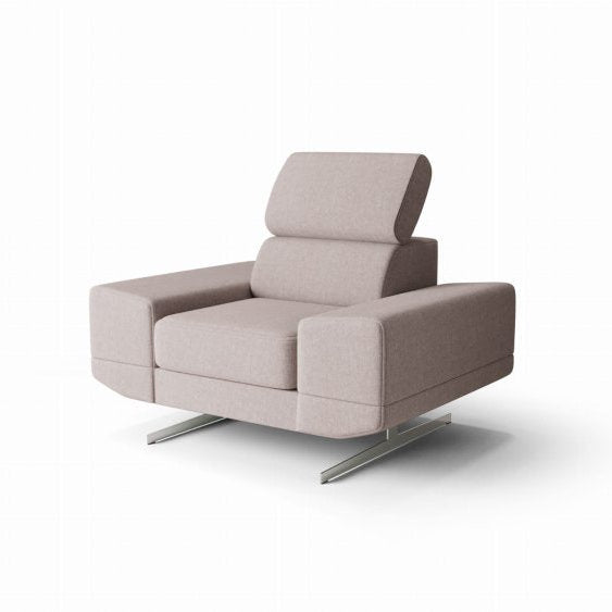 Milano Sessel 125 cm – Moderner Sessel mit verstellbarer Kopfstütze und T35+HR Schaum, Stoff Gemma