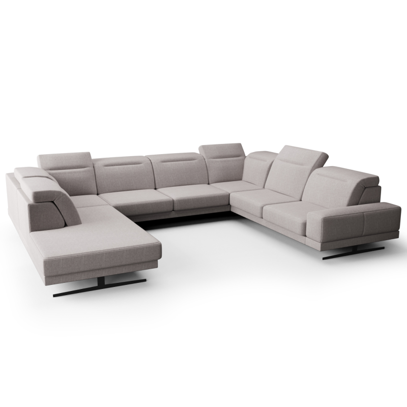 Fiore Max I Ecksofa 350x265 cm – Modernes XXL Ecksofa mit verstellbaren Kopfstützen, Stoff Gemma 80 - Hellgrau.png