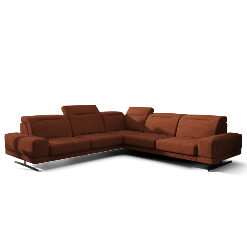 Ecksofa Fiore Max 265x265 cm mit T35 Schaum & Wellenfederung – modernes Ecksofa mit verstellbaren Kopfstützen, Moly 54 - Ziegel Orange.png