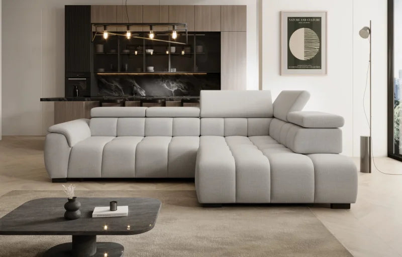 Ecksofa ALVIN L mit elektrischer Sitztiefenverstellung und Relax-Kopfstützen