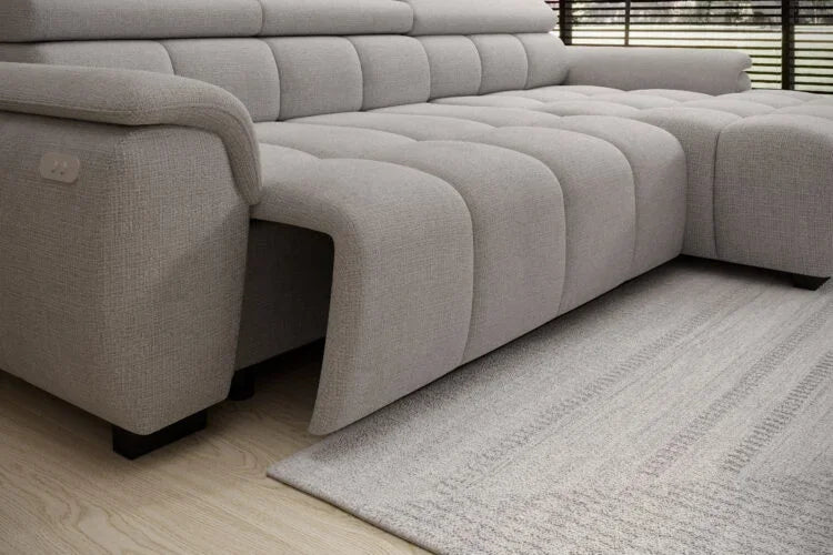 Ecksofa ALVIN S mit elektrischer Sitztiefenverstellung und Relax-Kopfstützen